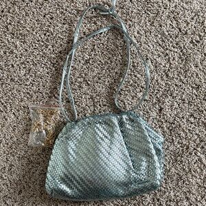 Anthropologie Metallic Blue Evening Bag